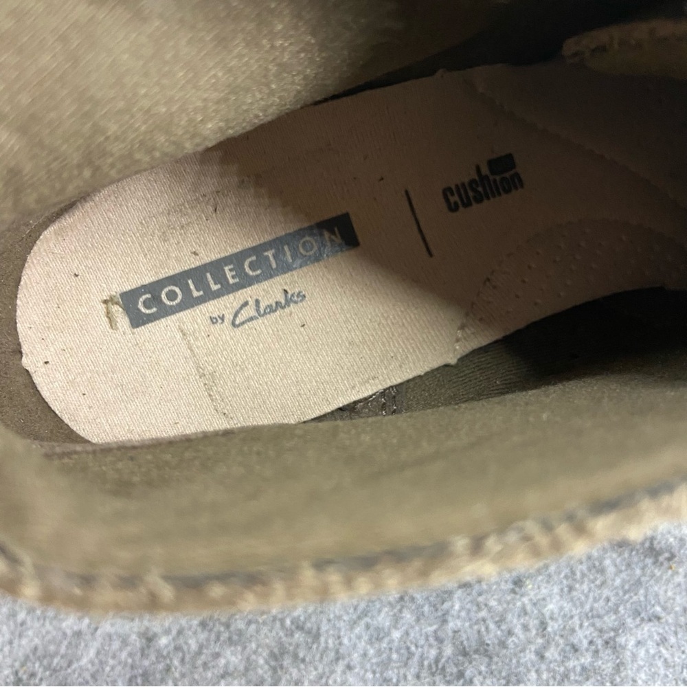 Clarks Lace Up Khaki Green Suede Wedge Booties Women’s Size 6 - Picture 8 of 10